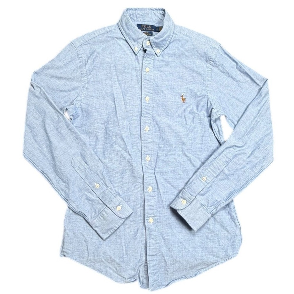 Polo Ralph Lauren Slim Fit Oxford Button Down Shirt Light Blue Pony Logo Mens S - Picture 3 of 11